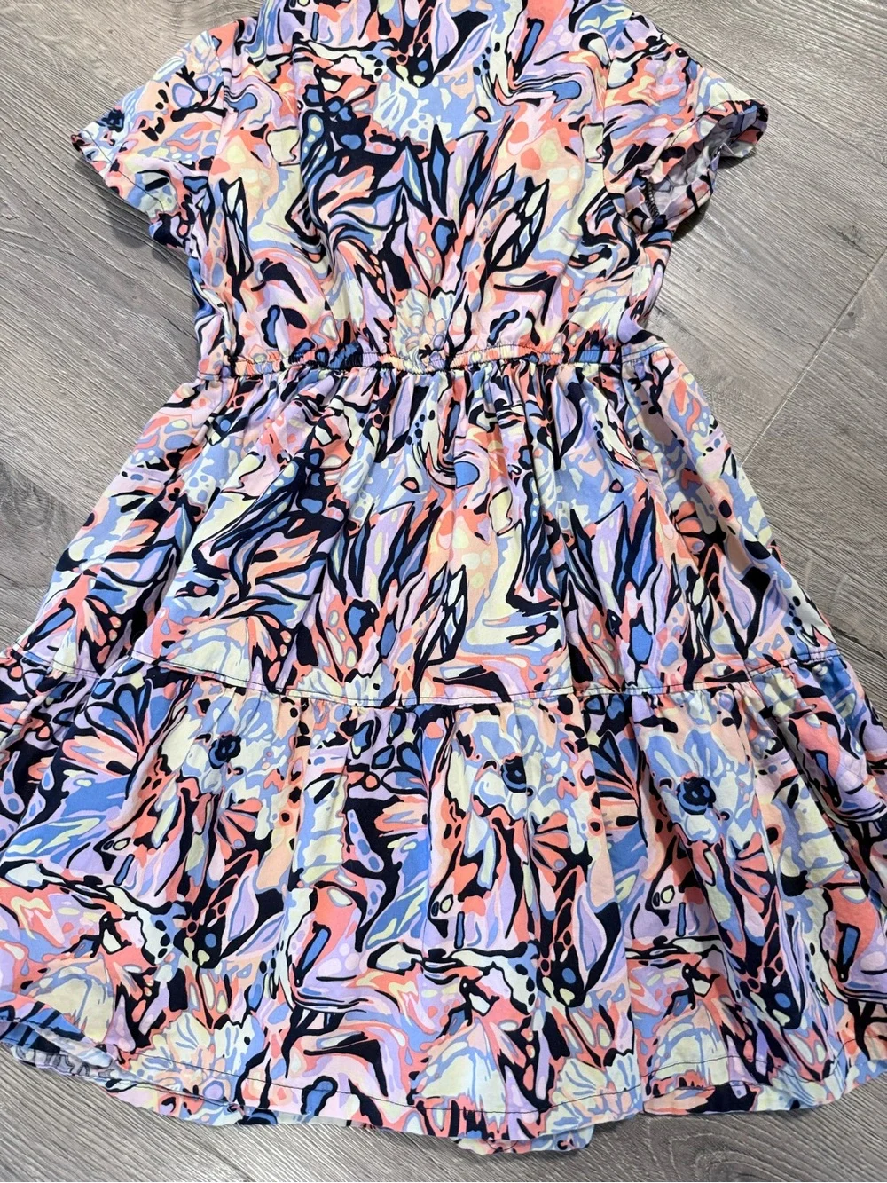 Vince Camuto Girls' Pink, Blue & Black Abstract Floral Dress